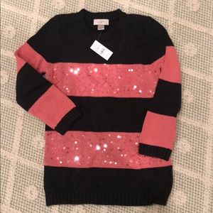 Ann Taylor Loft pink and navy striped sweater